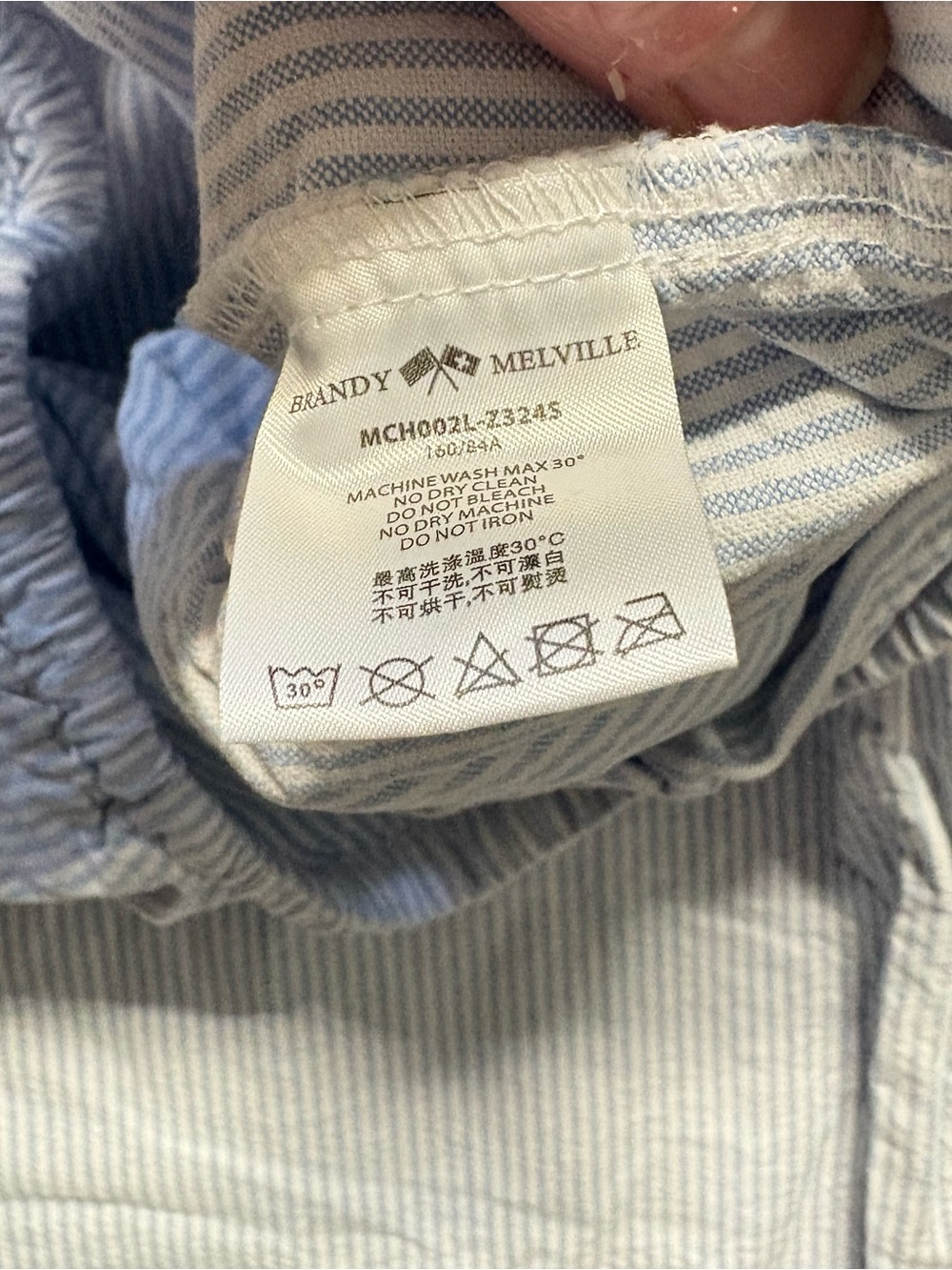 Brandy Melville Cotton Striped drawstring pants blue/ white - Picture 4 of 5